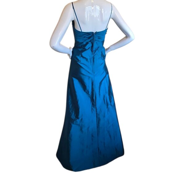 Matte Satin Teal ANGELINA FACCENDA Formal Gown sz 12 - Picture 7 of 12
